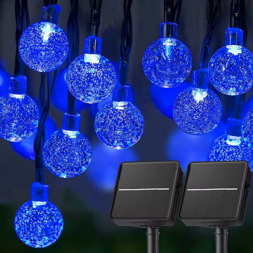 LED Solar String Lights Outdoor Waterproof Crystal Globe Lights with 8 Modes