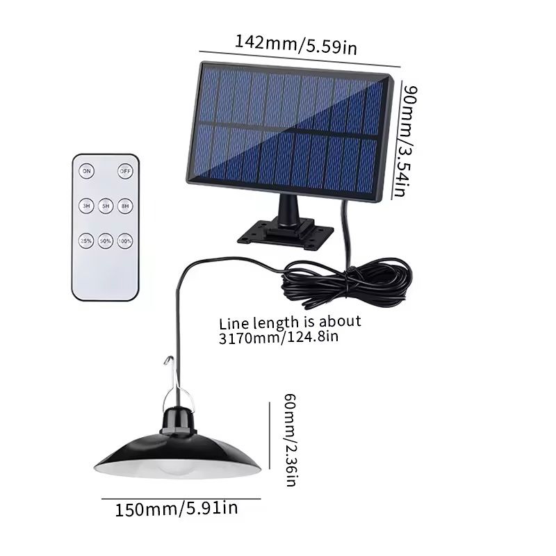 Solar Pendant Light Outdoor with Remote - Single or Double Head LED Hanging Lamp for Patio, Garden, or Camping