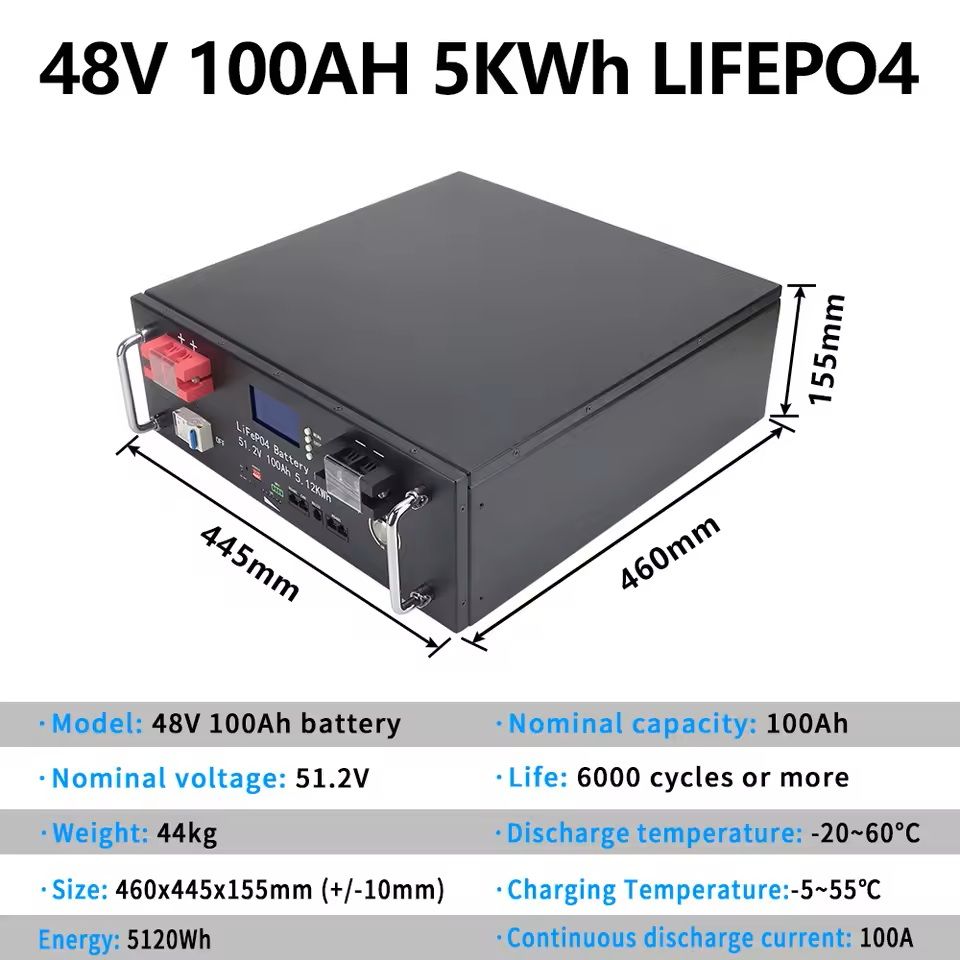 High-Capacity 48V LiFePO4 Battery Pack for Home Backup Power and Solar Storage