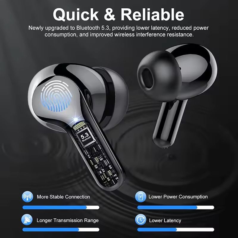 Wireless Earbuds with LED Display Noise Cancelling and Water | Inspire ...