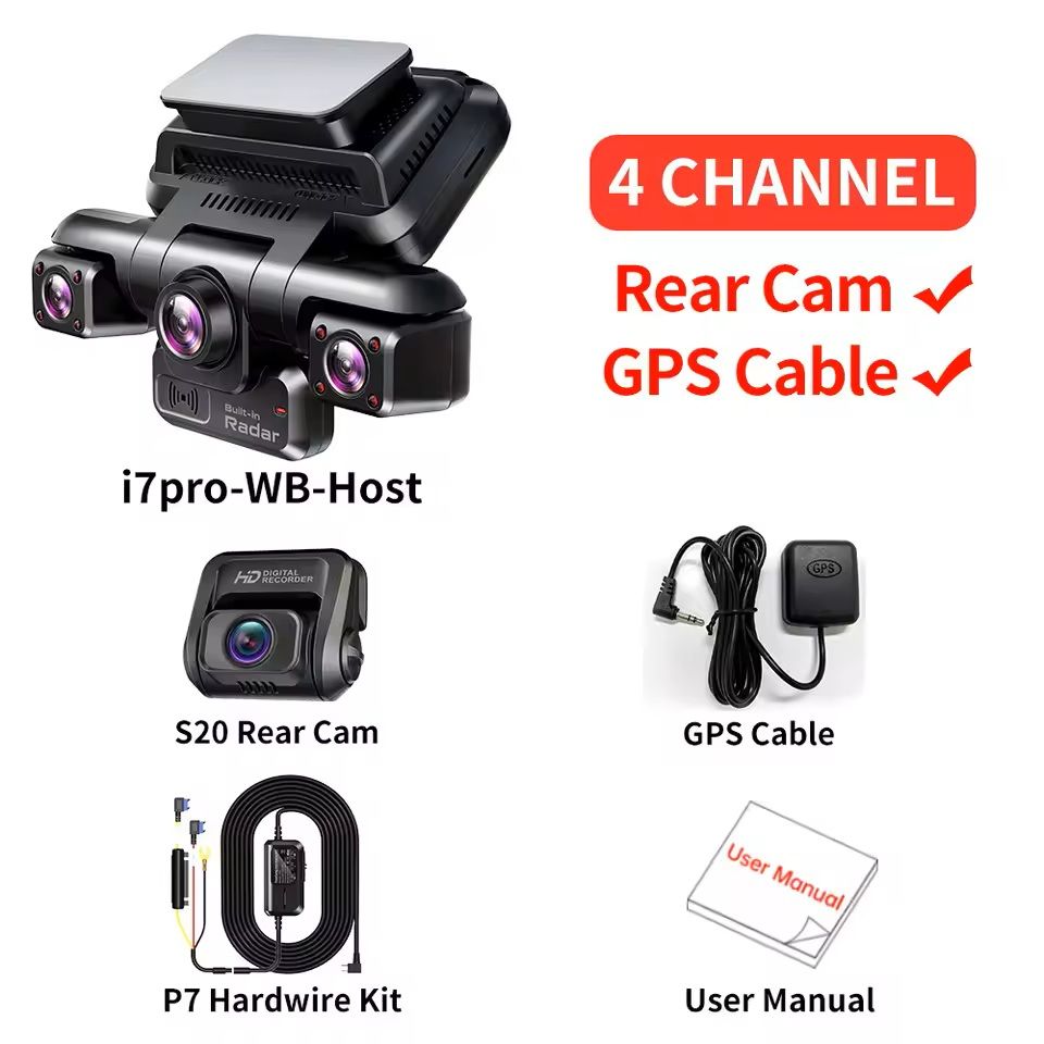 4CH 360 Degree 4K Car Dash Cam with Night Vision and Parking Mode