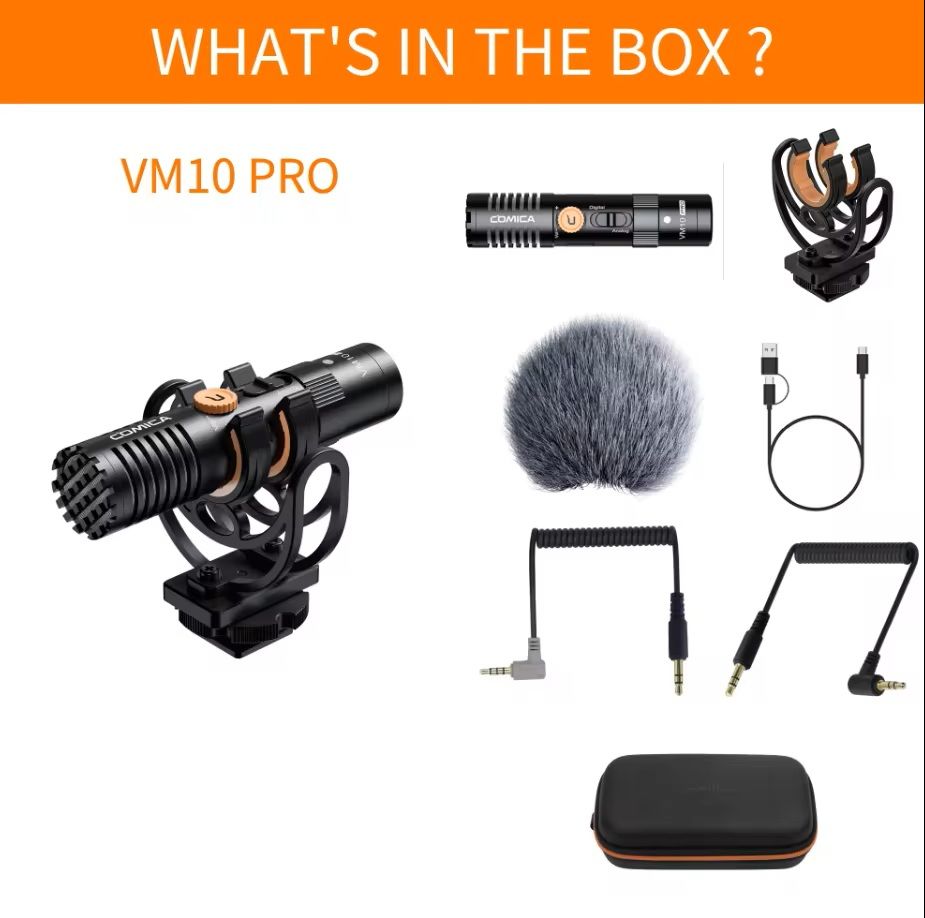 On-Camera Cardioid Shotgun Microphone with Shock Mount for DSLR and Smartphones