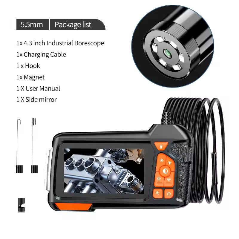 4.3" LCD HD Endoscope Camera with Waterproof Borescope and LED Lights
