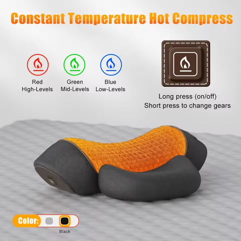 Electric Neck Massager Pillow with Heat and Vibration for Cervical Support