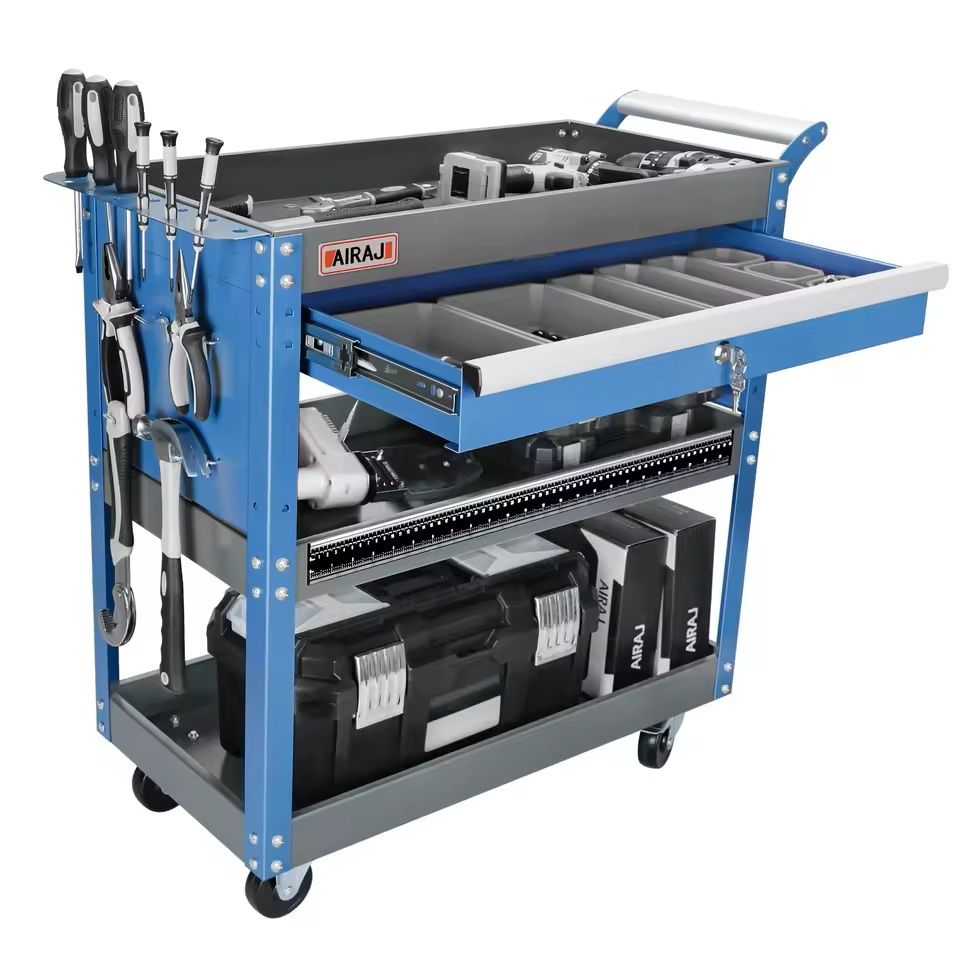 3-Tier Rolling Tool Cart with Wheels 440 lbs Capacity Garage Storage