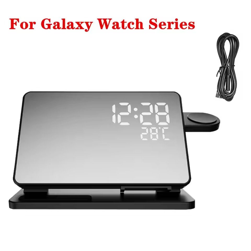3-in-1 Wireless Charging Station with Alarm Clock for Samsung Galaxy Watch and Smartphones