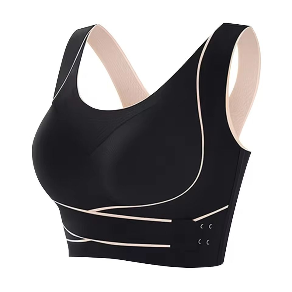Adjustable Wireless Sports Bra with Front Buckle and Removable Pads for Low Impact Workouts