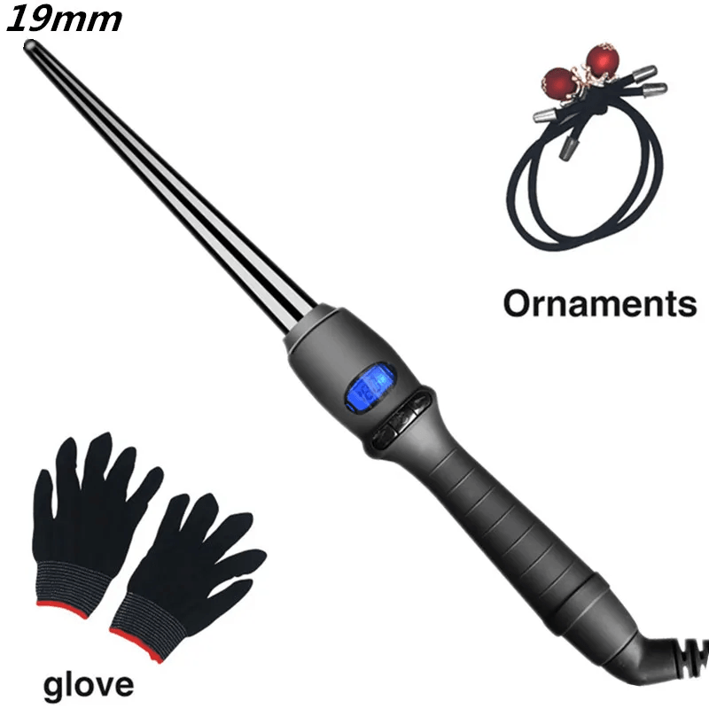 Conical Ceramic Curling Wand with LCD Display