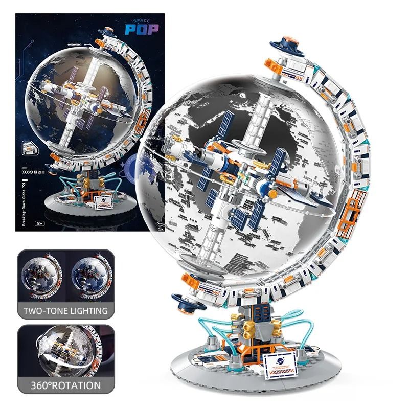Transparent Space Station Globe Building Blocks Toy Set