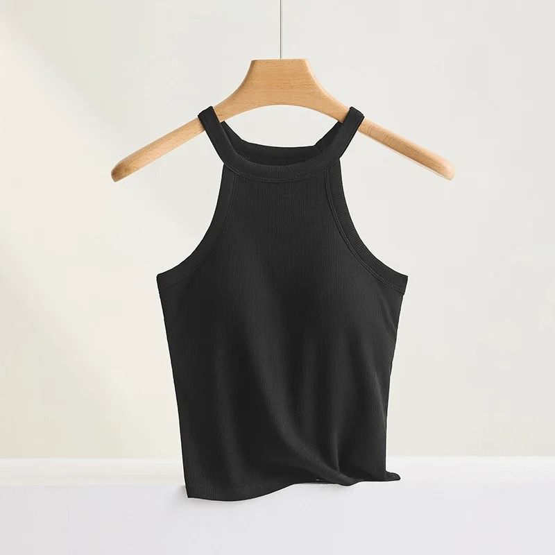 Threaded Halter Neck Camisole Top With Built In Bra | Inspire Uplift