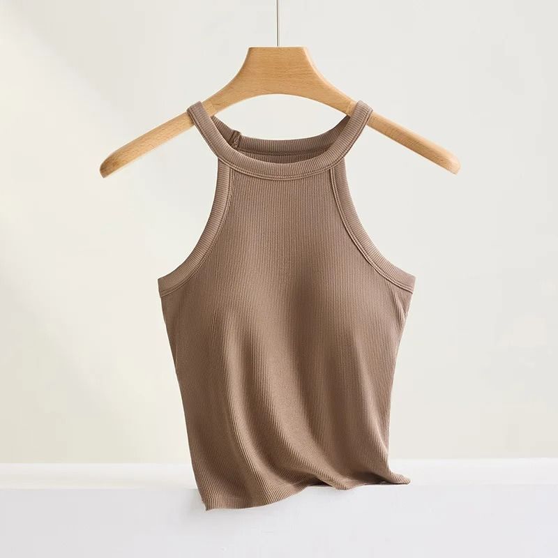 Threaded Halter Neck Camisole Top With Built In Bra | Inspire Uplift