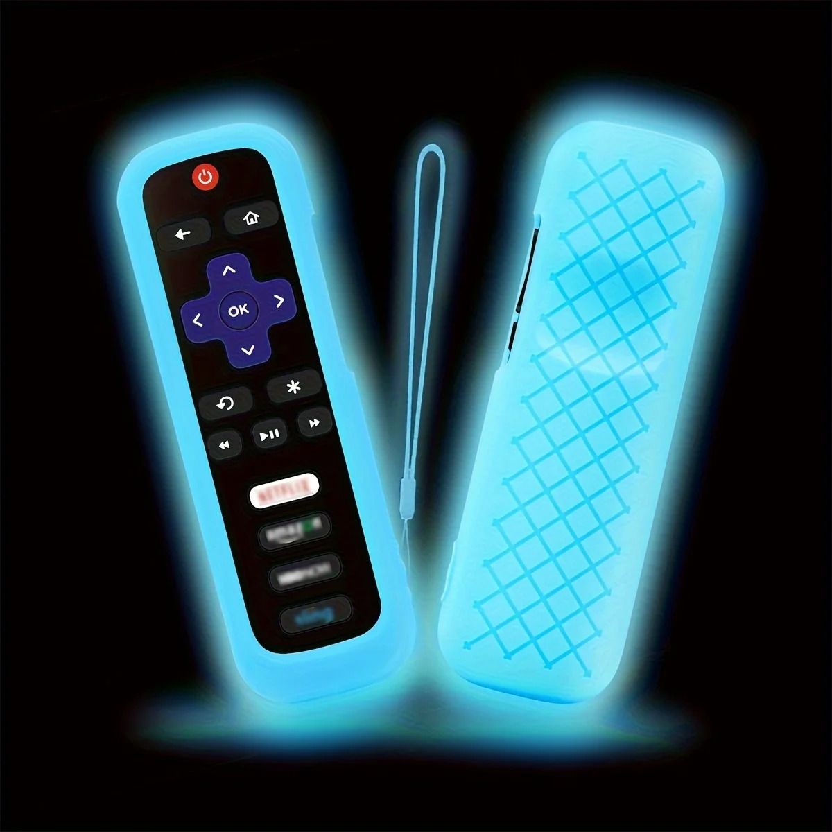 Luminous Silicone Remote Control Case with Strap for TCL Hisense Roku TV