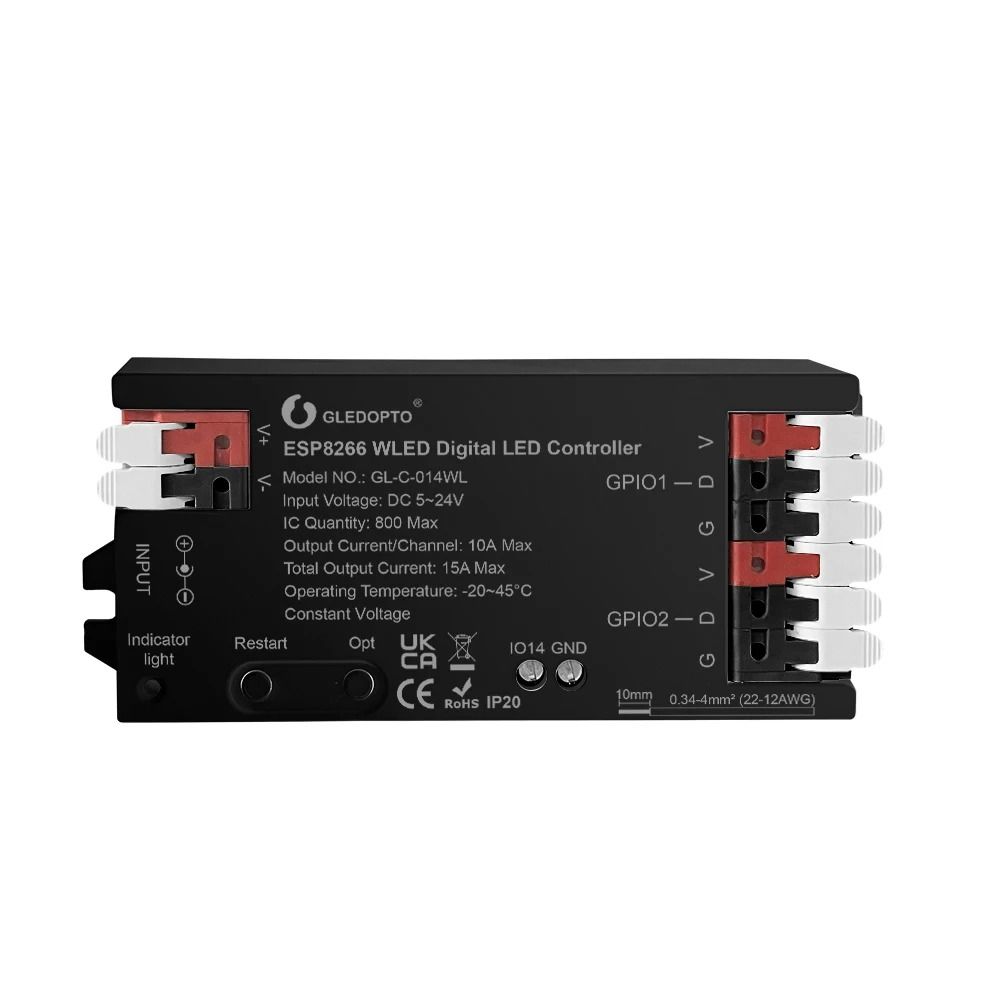 WLED ESP32 LED Controller with Mic for Addressable RGB Lighting