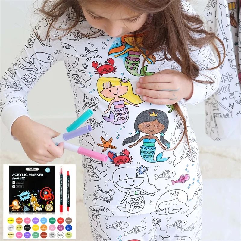 Colorable Two-Piece Pajama Set for Kids – DIY Coloring Kit P | Inspire ...