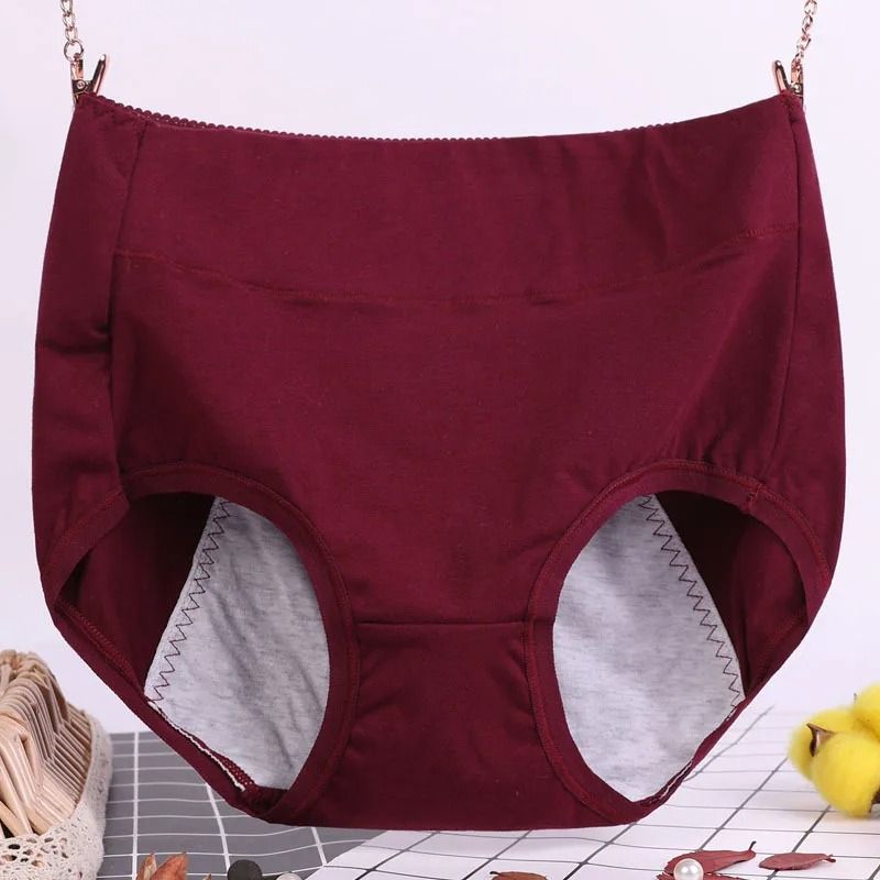 Plus Size Leak Proof Cotton High Waist Menstrual Panties for Women