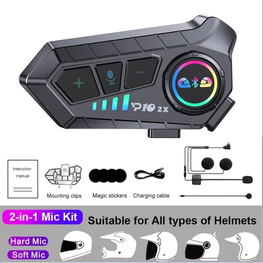 Wireless Bluetooth 5.3 Motorcycle Helmet Intercom Headset Waterproof 300m Speaker and Microphone Set