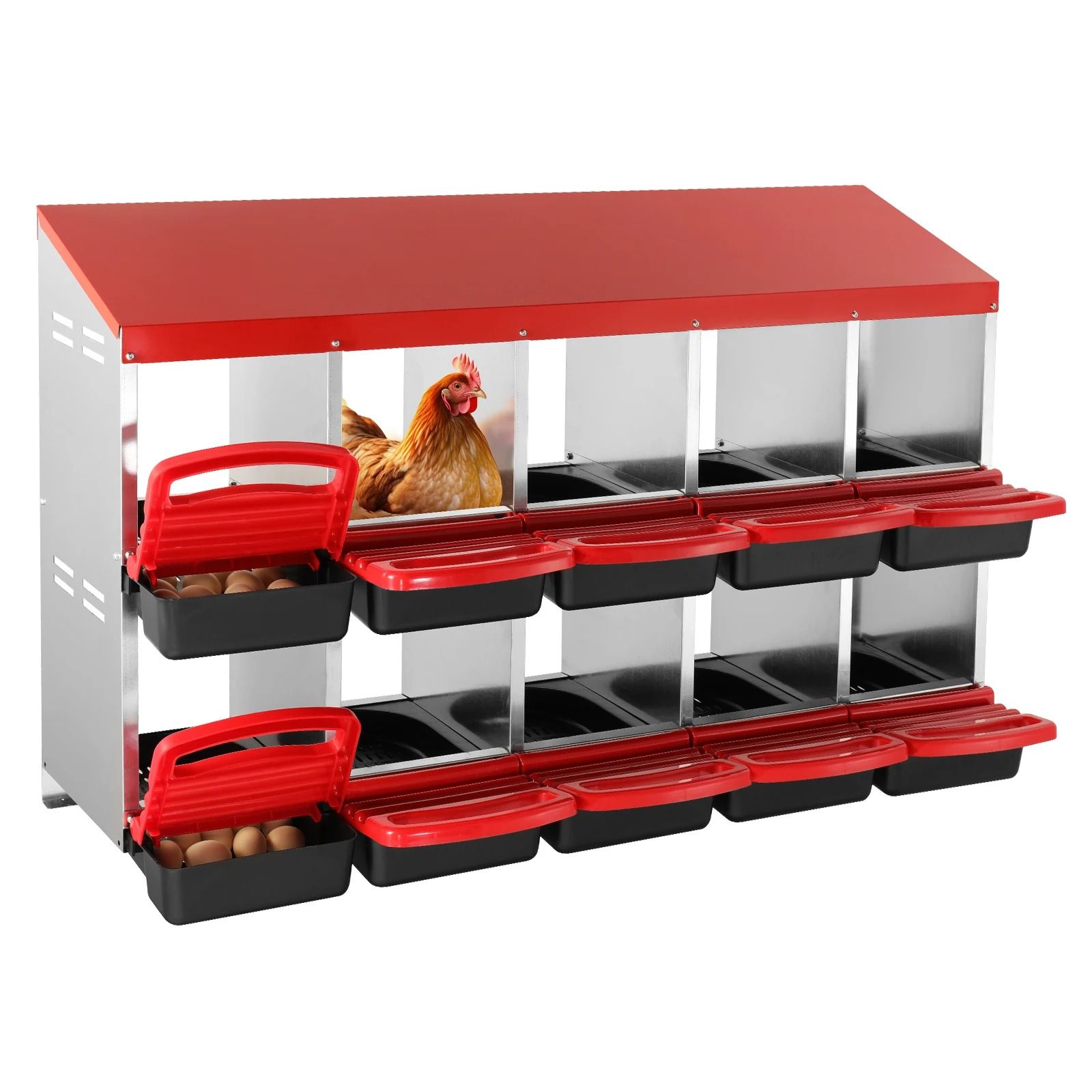 Large Capacity Metal Chicken Nesting Boxes with Removable Tr | Inspire ...