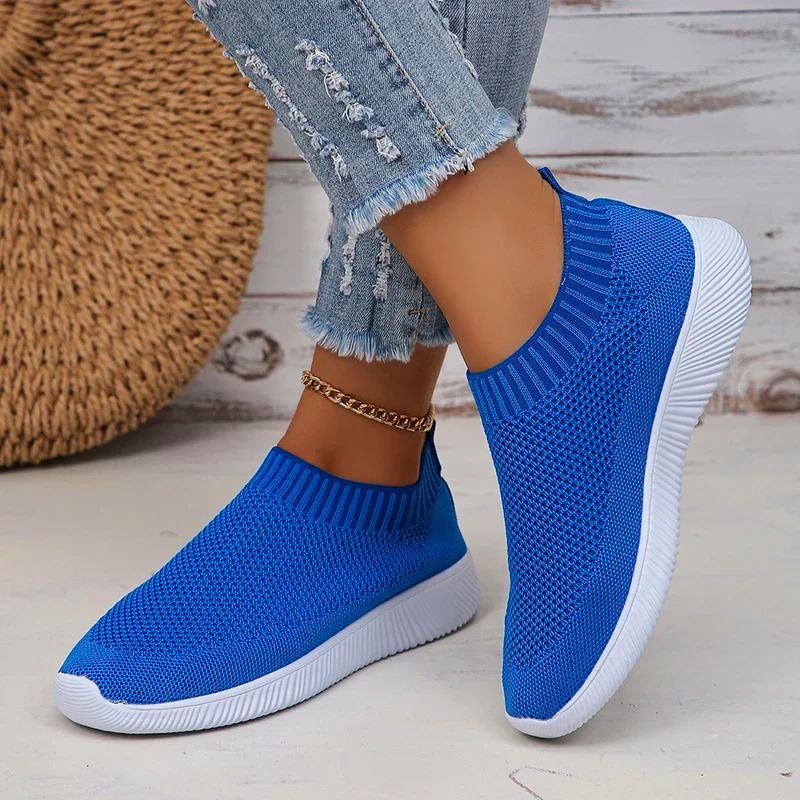 Breathable Mesh Platform Sneakers Slip On Lightweight Casual Sports Shoes