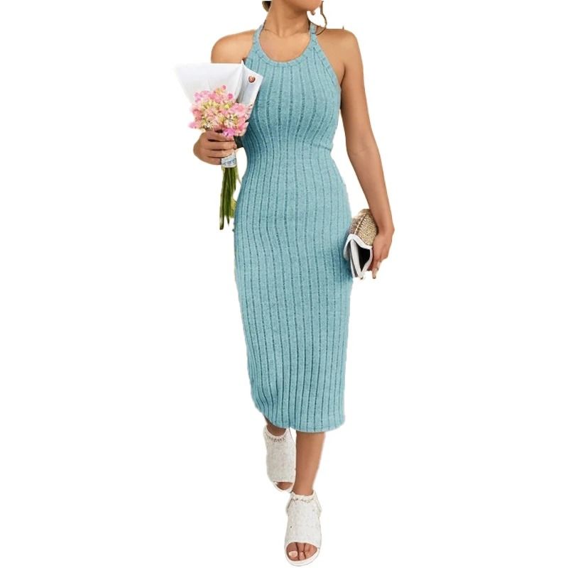 halter dress drop waist M) Y2K Fuchsia Drop Waist Beaded Halter Dress – The Clothing Warehouse main image 1