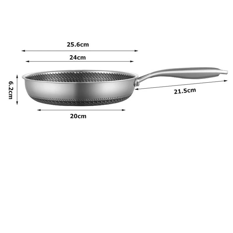 Stainless Steel Nonstick Honeycomb Frying Pan with Induction Cooktop Compatibility