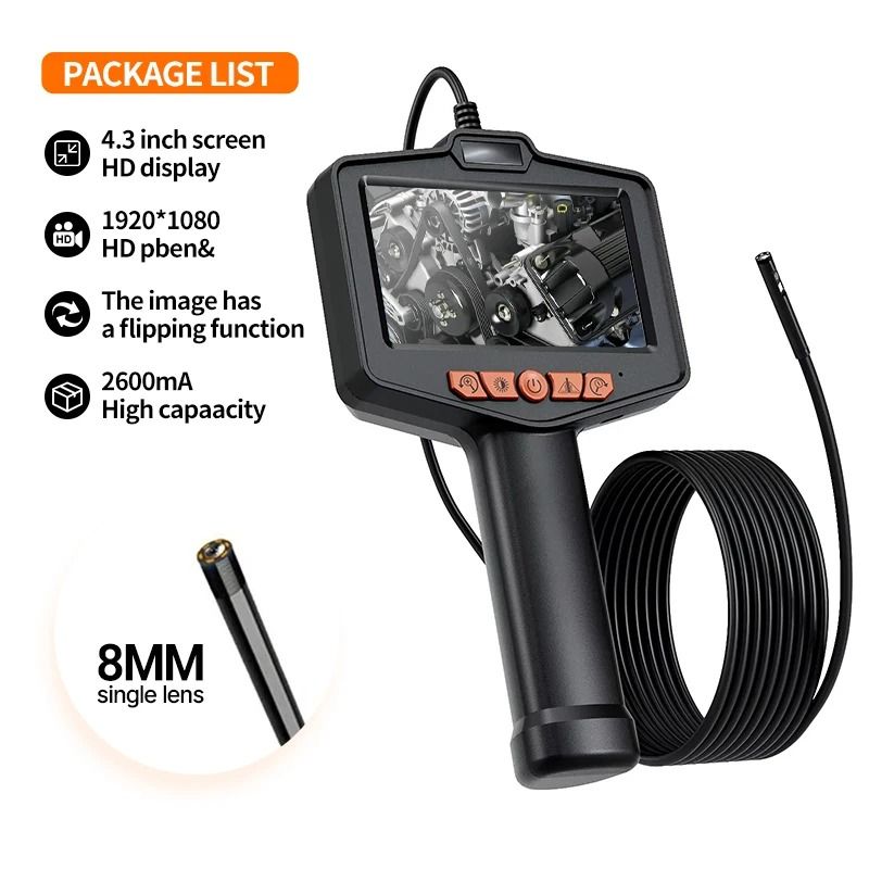 Industrial Endoscope HD Inspection Camera with 4.3 Inch Screen and LED Lights