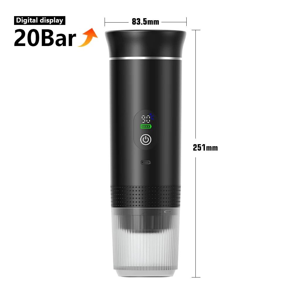 Wireless Portable Espresso Coffee Maker 3 in 1 Capsule and Ground Coffee Travel Machine