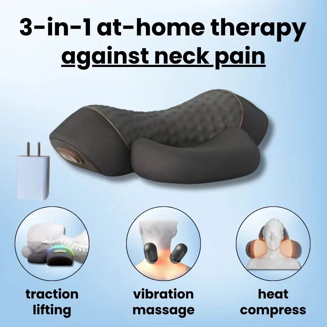 3 in 1 Neck Massager Pillow with Heat Vibration and Cervical Support