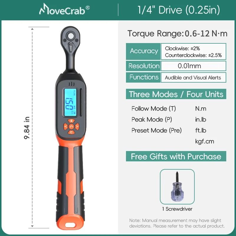 Digital Torque Wrench 1.5 to 340Nm with LED and Buzzer Alert