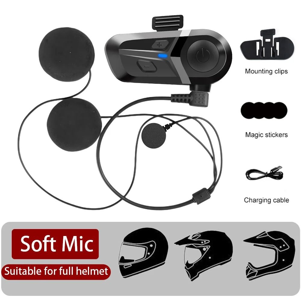 Bluetooth 5.3 Motorcycle Helmet Headset with Hands-Free Calls and Waterproof Design
