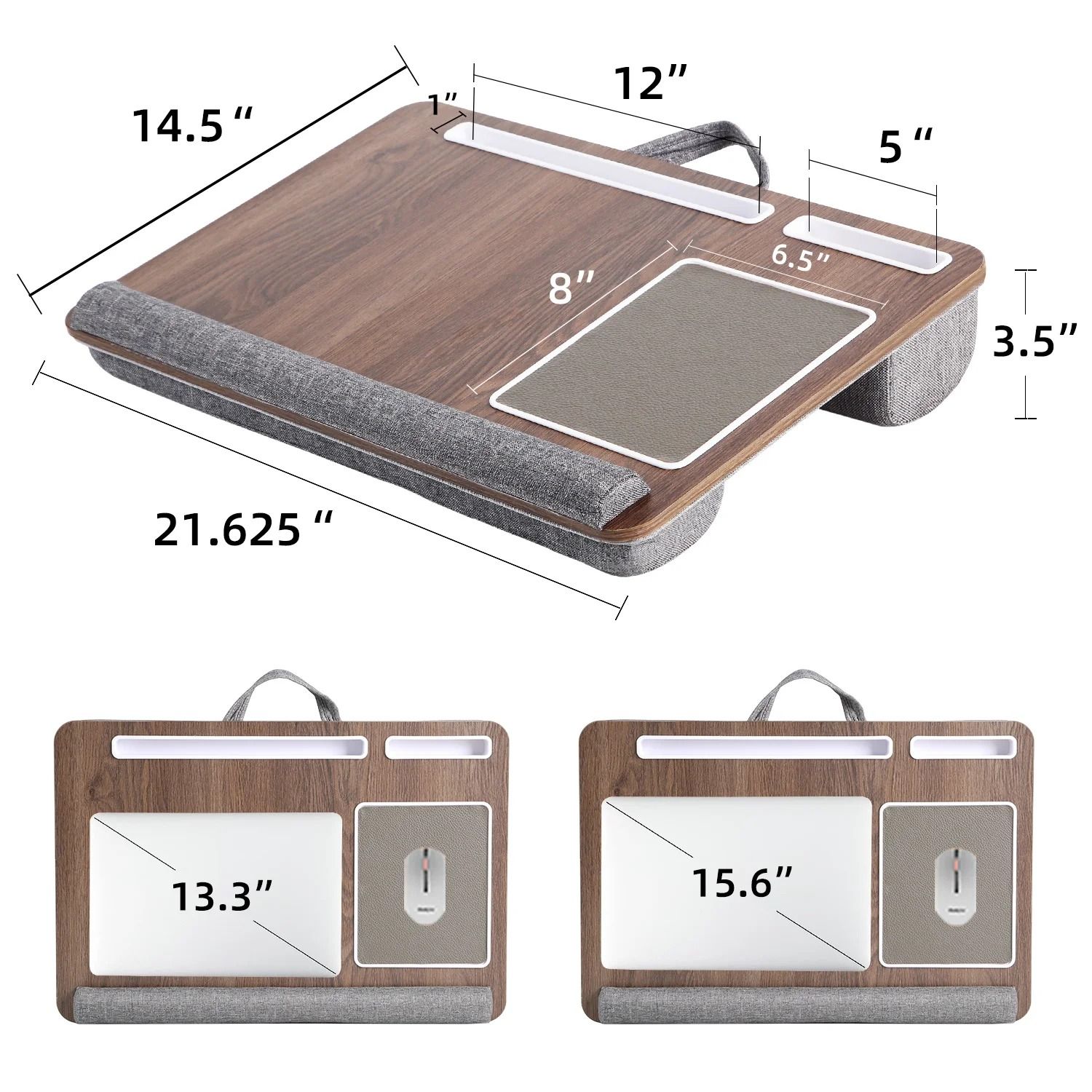 Multi Purpose Laptop Desk with Double Groove Design and Portable Mouse Pad for Sofa or Bedroom