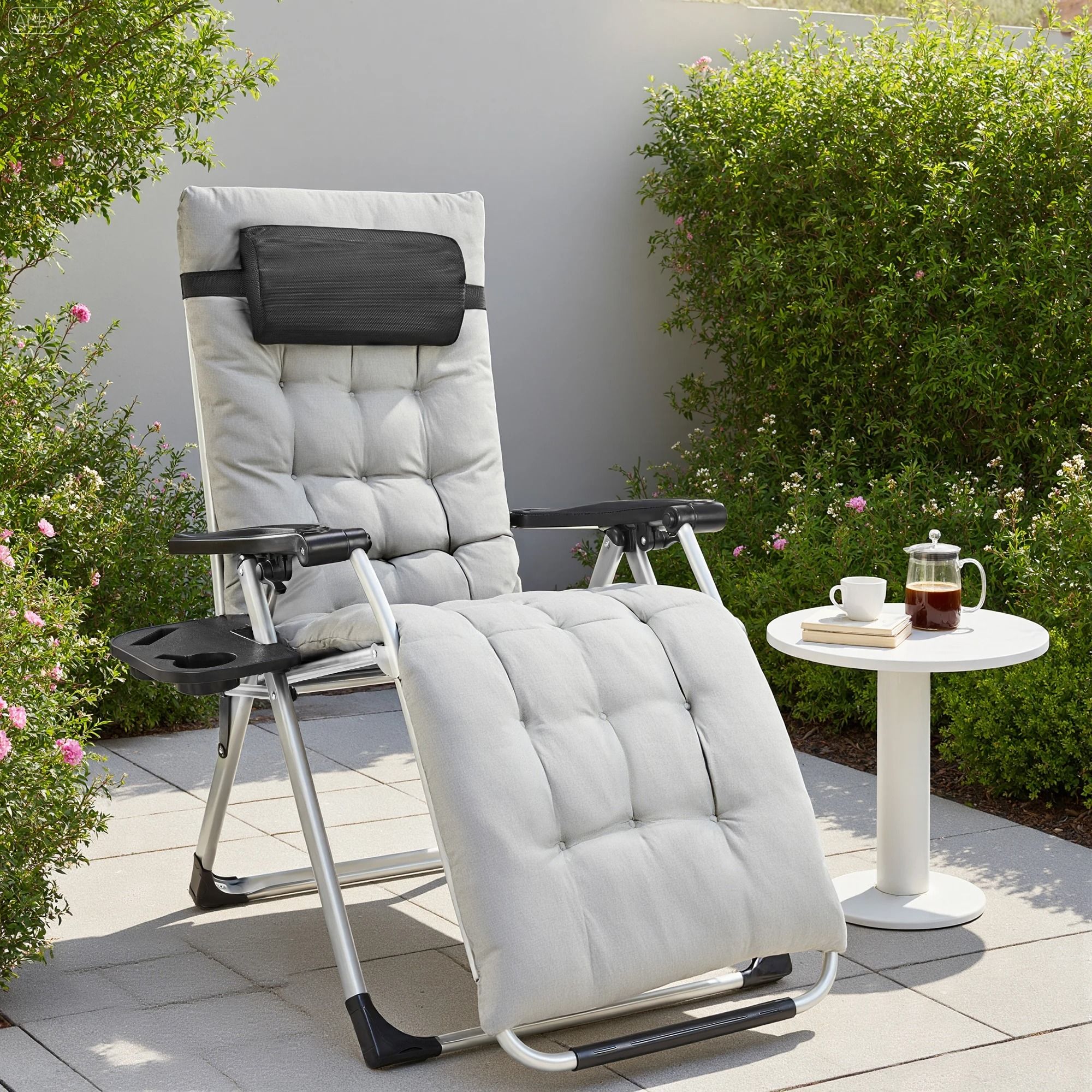 Zero Gravity Recliner Lounge Chair with Cup Holder Tray and Adjustable Pillow Portable Outdoor Patio Chair