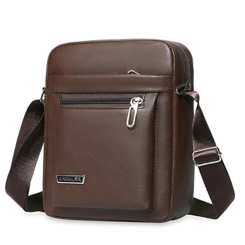 Men Crossbody Shoulder Bag Waterproof PU Leather Messenger Tote with Large Capacity