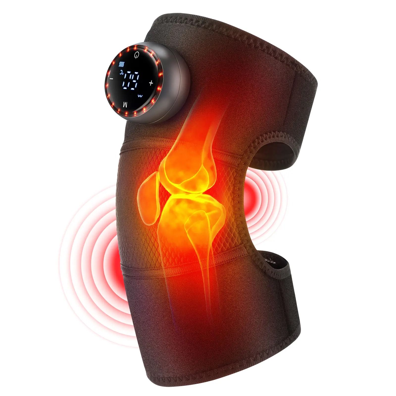 3-in-1 Cordless Heating Knee Pad with Massage and Adjustable Strap for Knee, Shoulder, and Elbow Relief