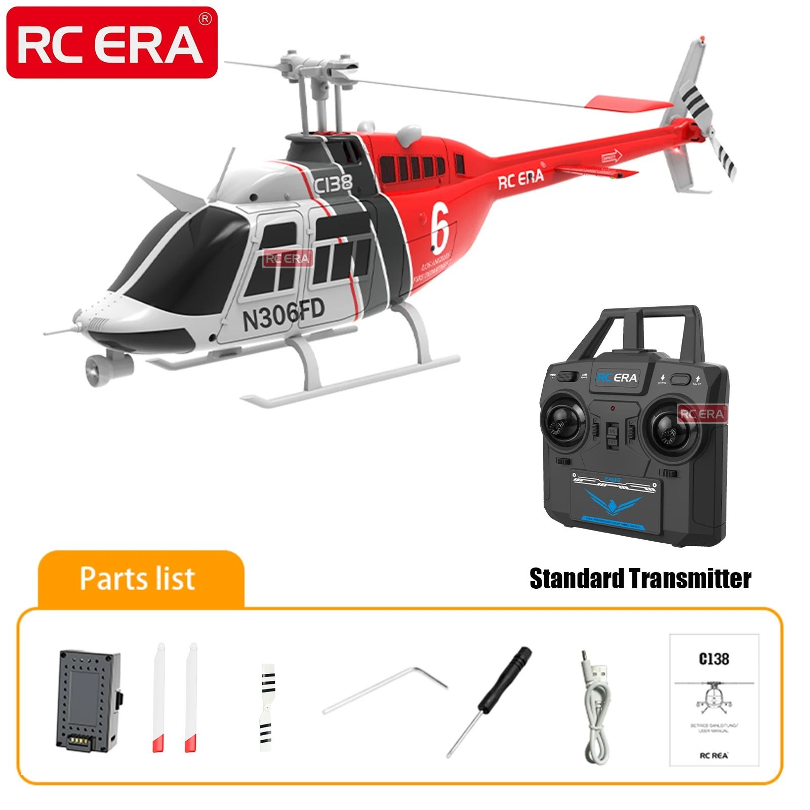 RC ERA C138 Jet Ranger Helicopter with 6-Axis Gyro Stabiliza