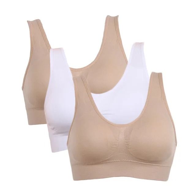 3PCS Seamless Wireless Plus Size Sports Bra With Pads For Women – Comfort Lift Active Bra Set