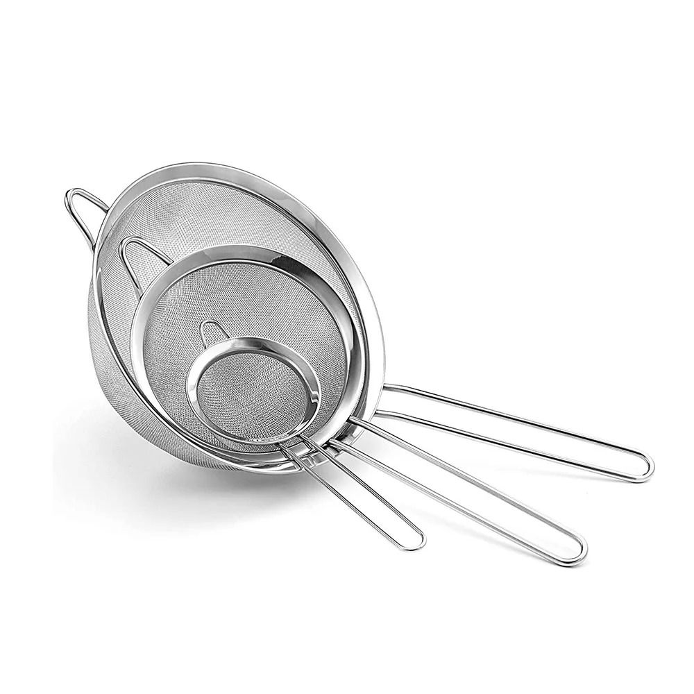 3 Pcs Stainless Steel Fine Mesh Strainer Set