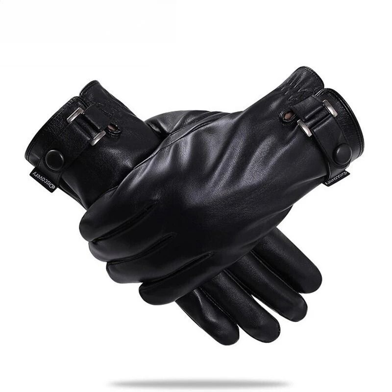 PU Leather Mens Winter Gloves with Touch Screen Function – Warm Lined Driving Outdoor Gloves