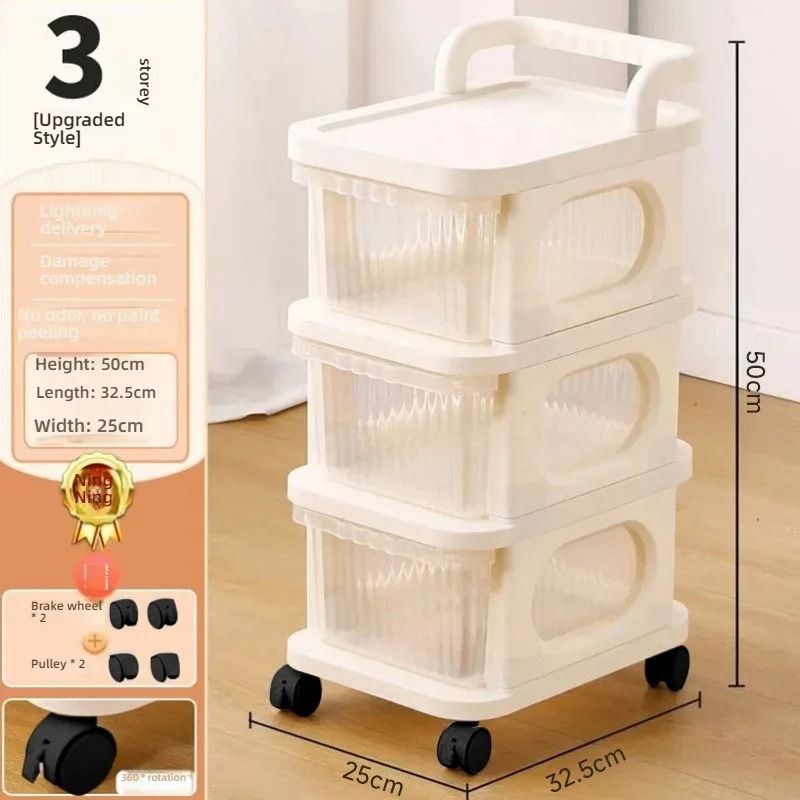 Acrylic Multi-Layer Trolley Drawer Storage Rack – Transparent Snack and Kitchen Organizer on Wheels