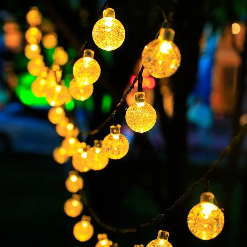 Solar-Powered Bubble Ball String Lights for Outdoor Decor and Festivals