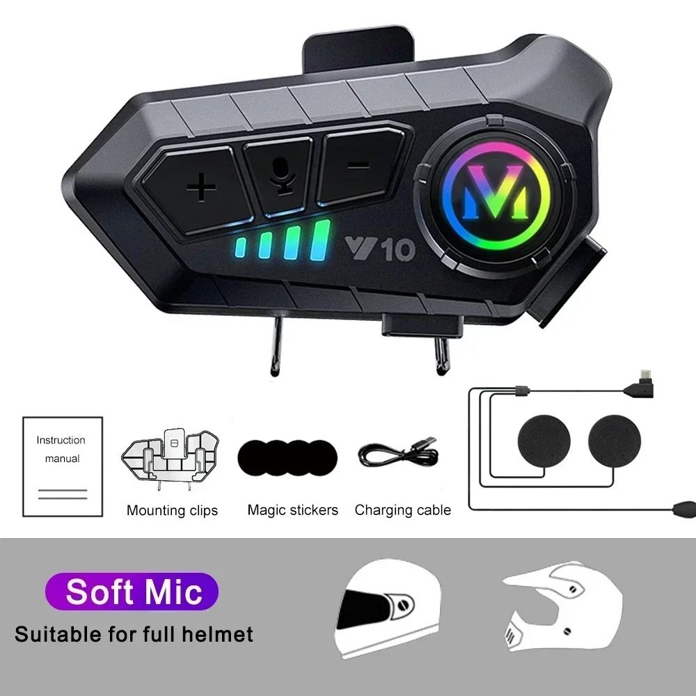 Motorcycle Bluetooth Helmet Headset Waterproof Hands-Free Earphone