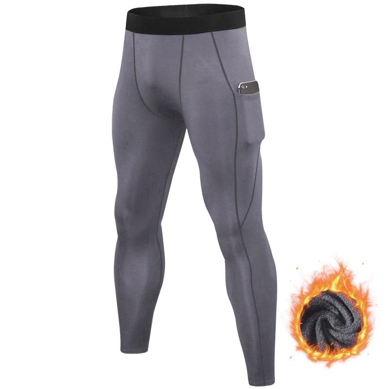 Mens Warm Compression Running Leggings for Winter Training