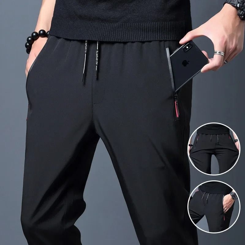 Mens Casual Straight Pants Elastic Waist Slim Fit Joggers | Inspire Uplift