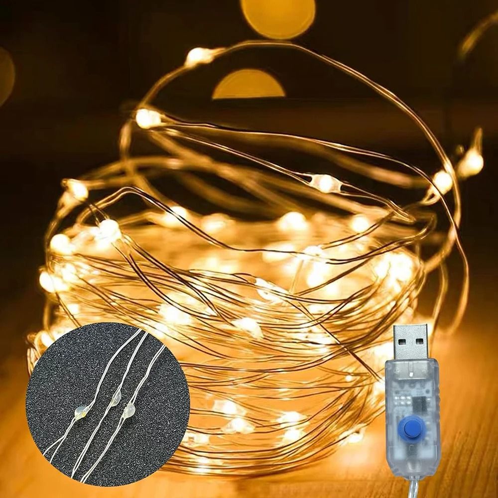 USB LED String Lights – Flexible Copper Wire Fairy Garland for Christmas, Wedding and Party Decorations