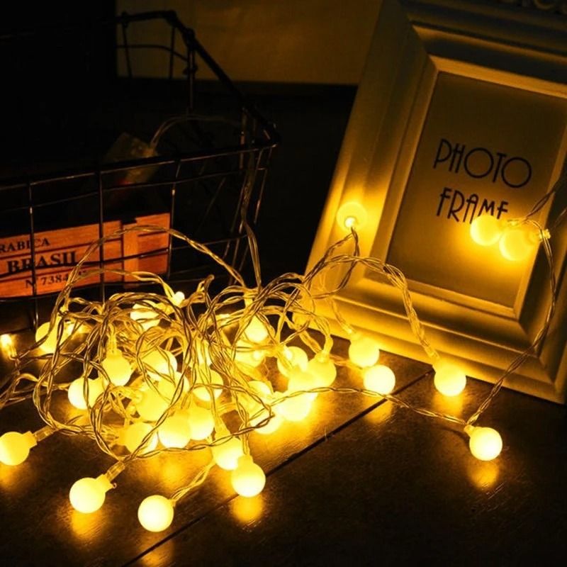 Ball LED String Lights for Indoor and Outdoor Decoration – USB or Battery Powered Fairy Light Garland