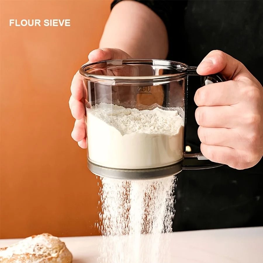 Semi Automatic Flour Sifter Transparent Hand Press Sieve