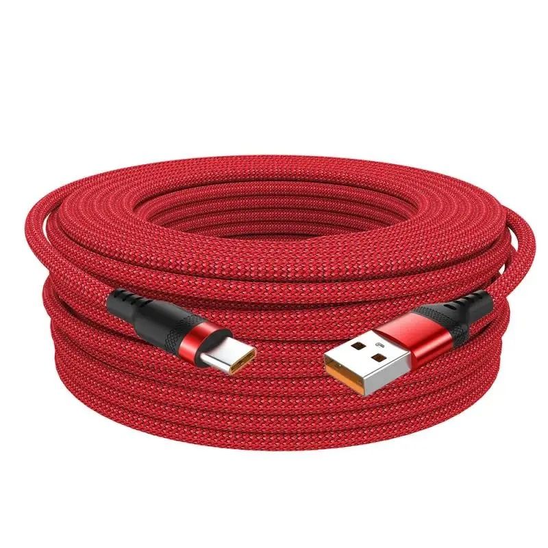 Extra Long Type C Charging Cable 6A Fast Charging Nylon Braided USB Data Wire