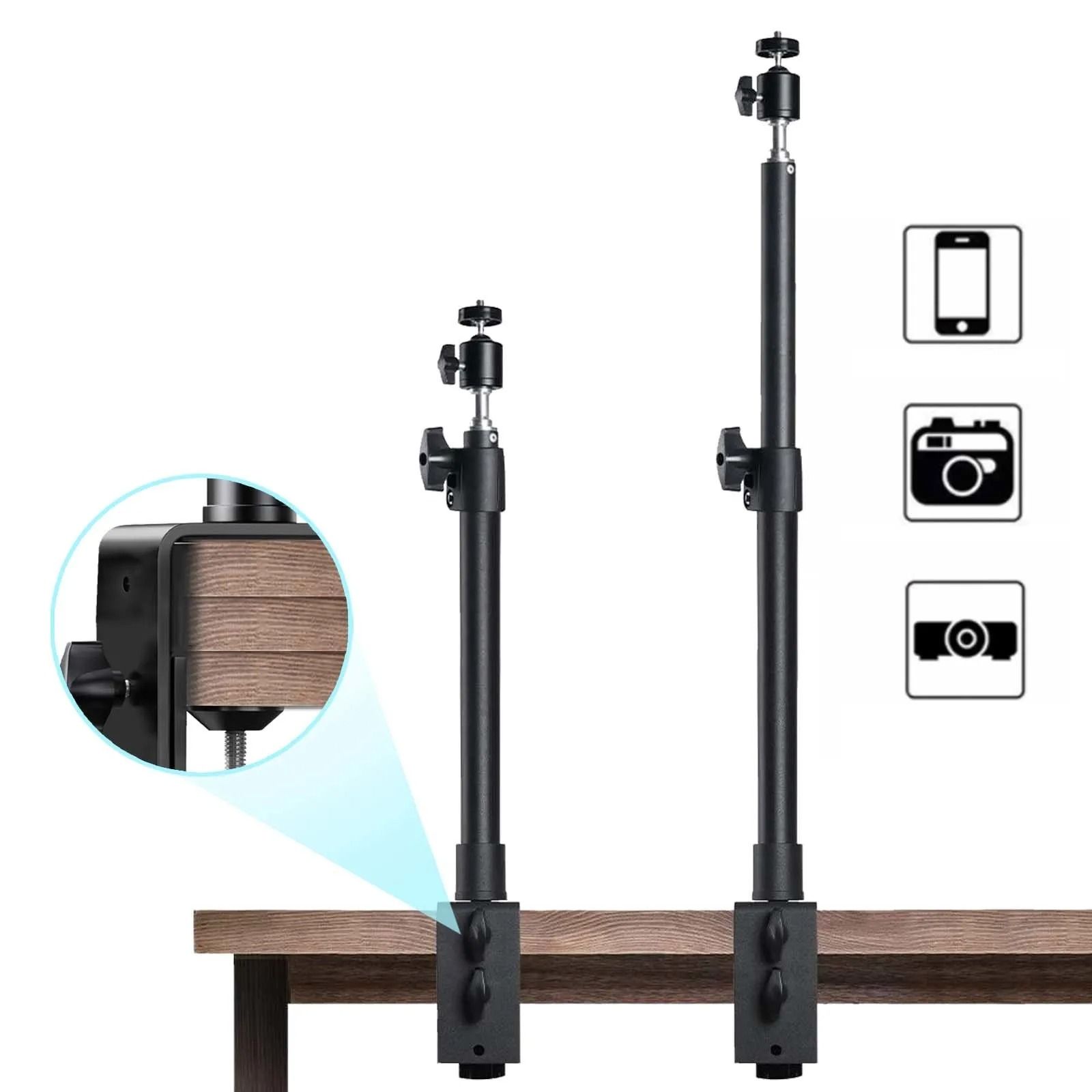 Desk Mount Stand with C Clamp and Ball Head for Cameras Ligh | Inspire ...