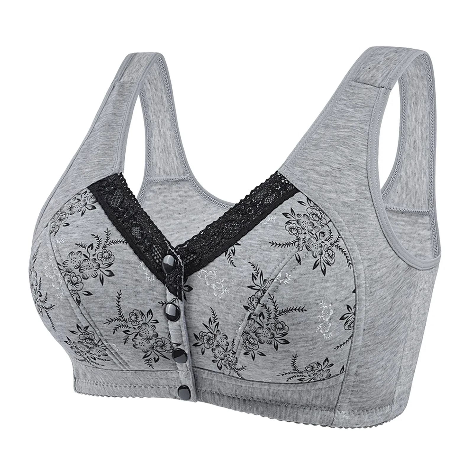 Womens Comfortable Front Button Bra Wireless Cotton Printed | Inspire ...