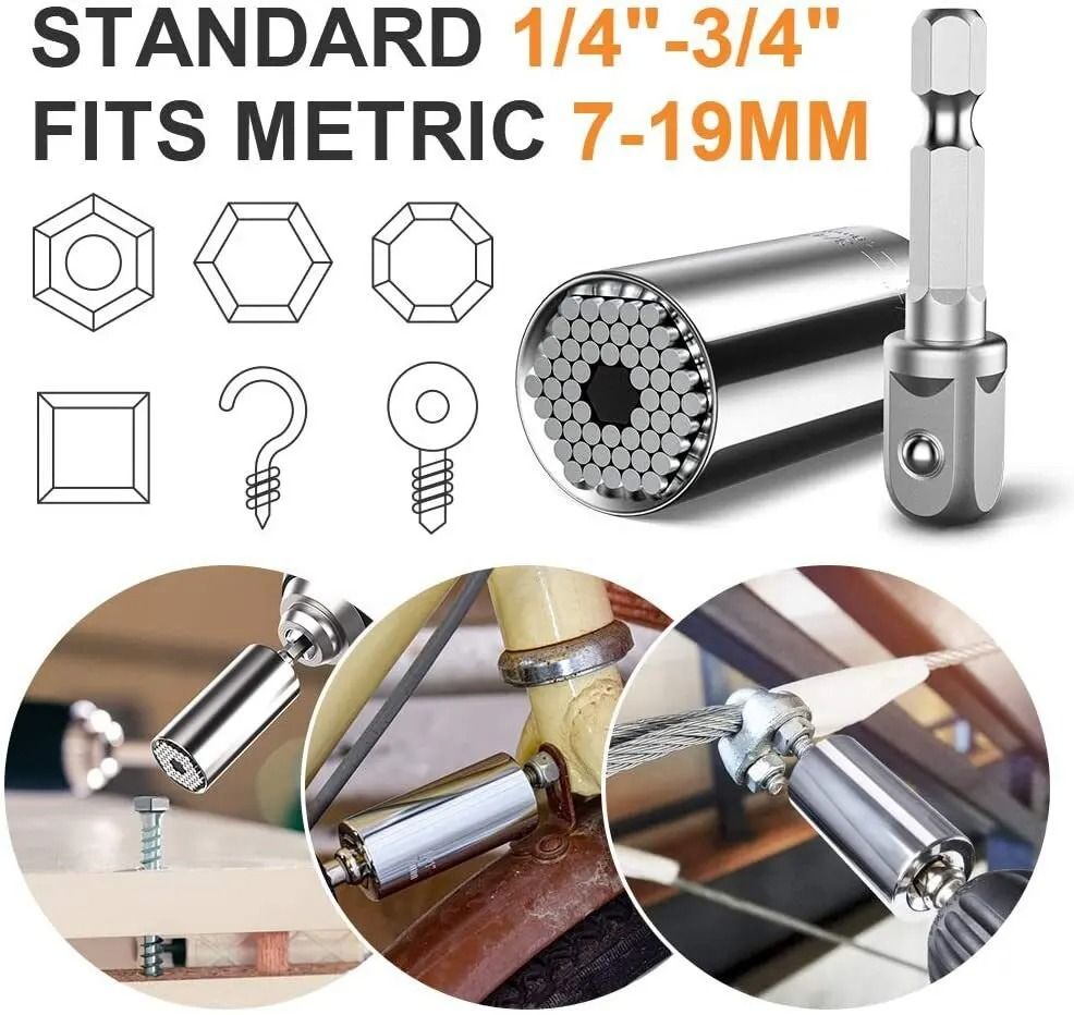 Magic Socket Set Universal Magic Socket Tool Set 7 to 19 mm Multi Purpose Wre | Inspire ...