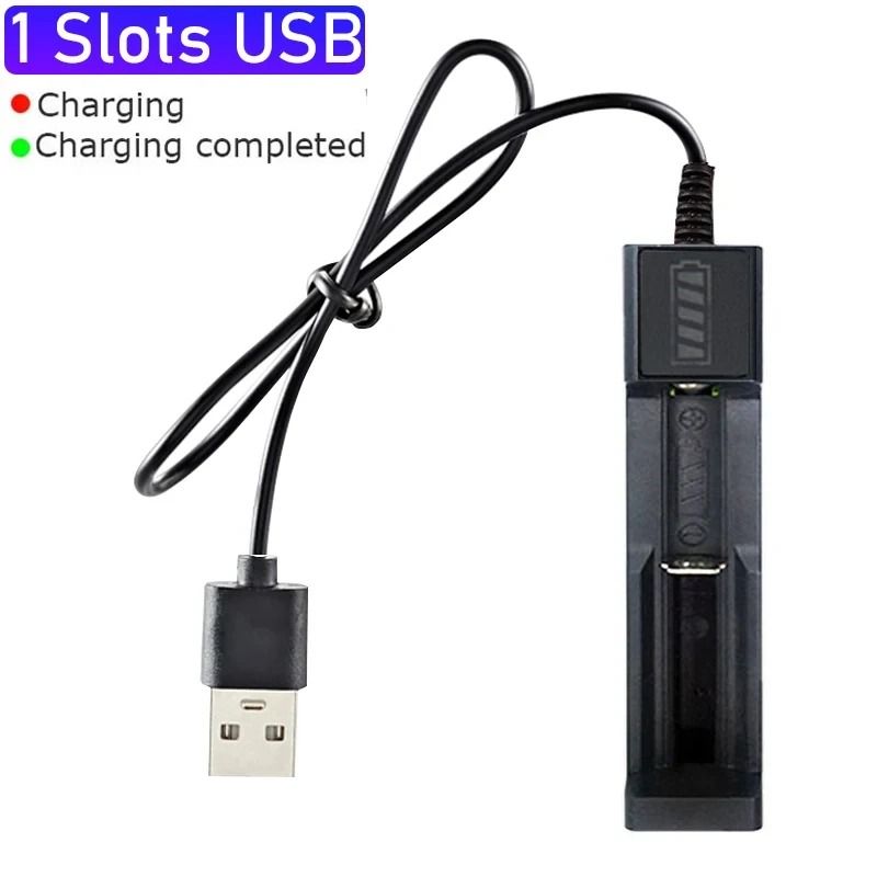 USB Battery Charger for 18650 16340 14500 Rechargeable Lithium Batteries with 1 2 or 4 Slots